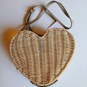 NWT LC Lauren Conrad Wicker Heart Crossbody Purse.